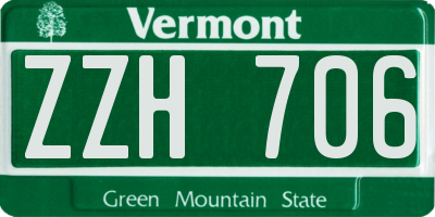 VT license plate ZZH706
