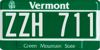 VT license plate ZZH711