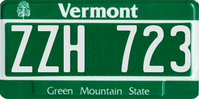 VT license plate ZZH723