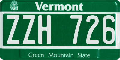 VT license plate ZZH726