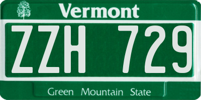 VT license plate ZZH729