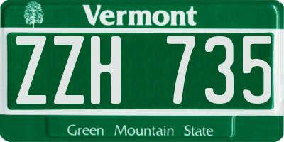 VT license plate ZZH735