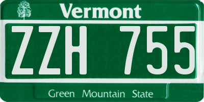 VT license plate ZZH755