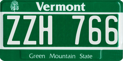 VT license plate ZZH766