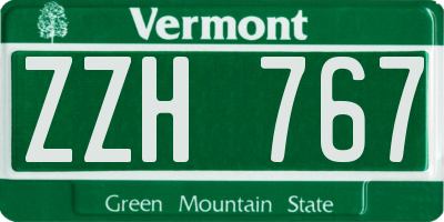 VT license plate ZZH767