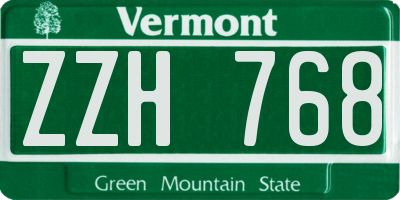 VT license plate ZZH768