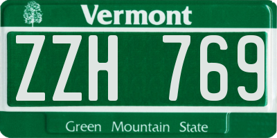 VT license plate ZZH769