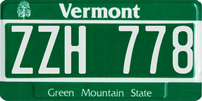 VT license plate ZZH778