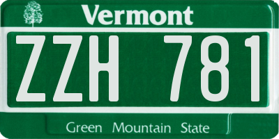 VT license plate ZZH781