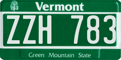 VT license plate ZZH783
