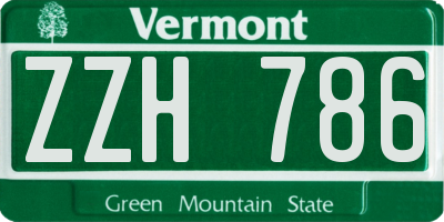 VT license plate ZZH786