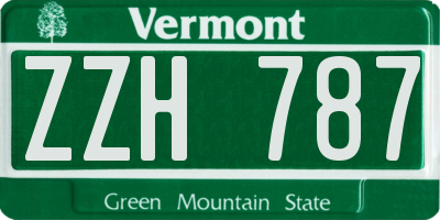 VT license plate ZZH787