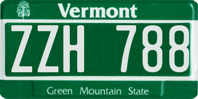 VT license plate ZZH788