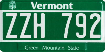 VT license plate ZZH792