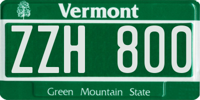VT license plate ZZH800