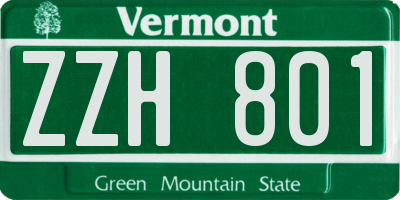 VT license plate ZZH801