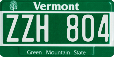 VT license plate ZZH804