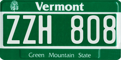 VT license plate ZZH808