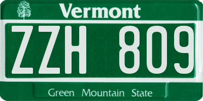 VT license plate ZZH809