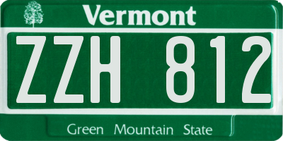 VT license plate ZZH812