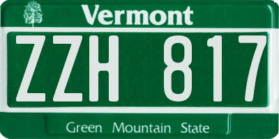 VT license plate ZZH817