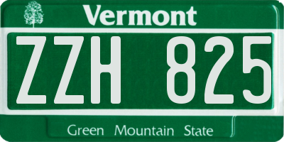 VT license plate ZZH825