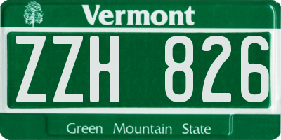 VT license plate ZZH826