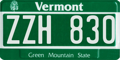 VT license plate ZZH830