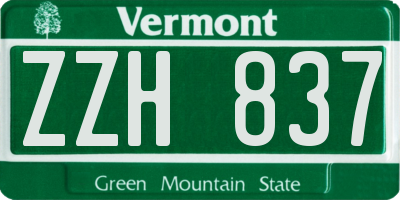 VT license plate ZZH837