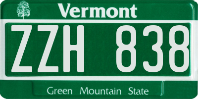 VT license plate ZZH838