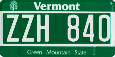 VT license plate ZZH840