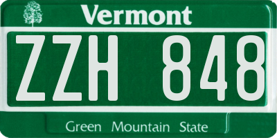 VT license plate ZZH848