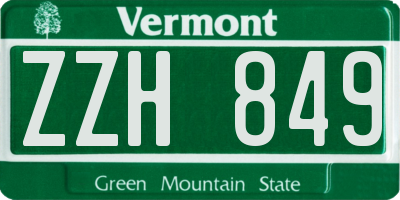 VT license plate ZZH849