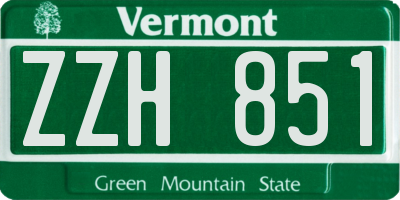 VT license plate ZZH851