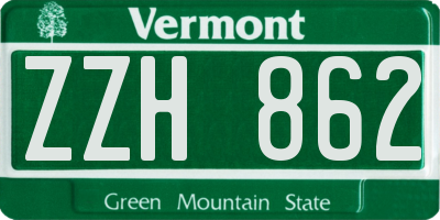 VT license plate ZZH862
