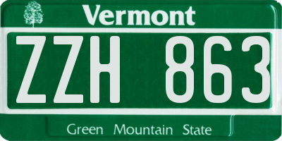 VT license plate ZZH863