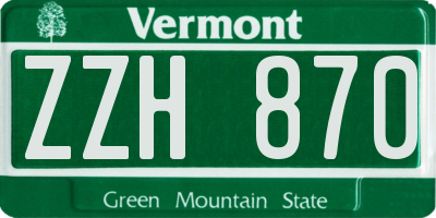 VT license plate ZZH870