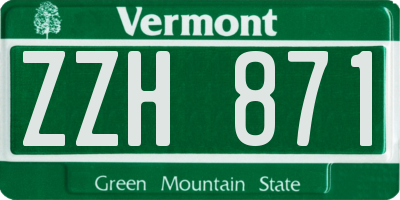 VT license plate ZZH871
