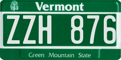 VT license plate ZZH876