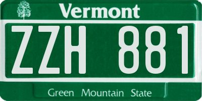 VT license plate ZZH881