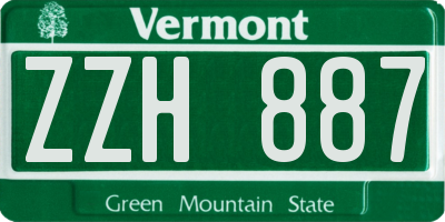 VT license plate ZZH887