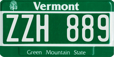 VT license plate ZZH889