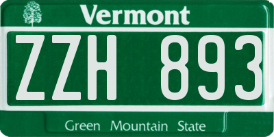 VT license plate ZZH893