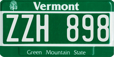 VT license plate ZZH898
