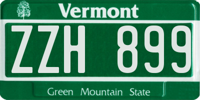 VT license plate ZZH899