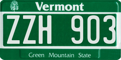 VT license plate ZZH903