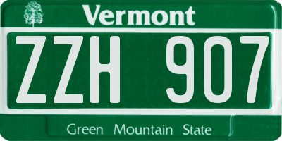 VT license plate ZZH907