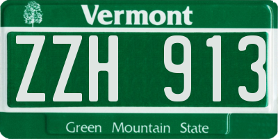VT license plate ZZH913