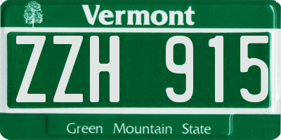 VT license plate ZZH915