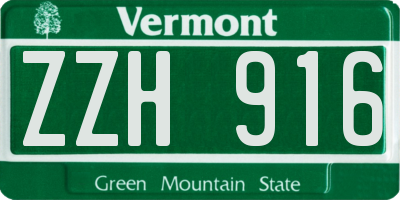 VT license plate ZZH916